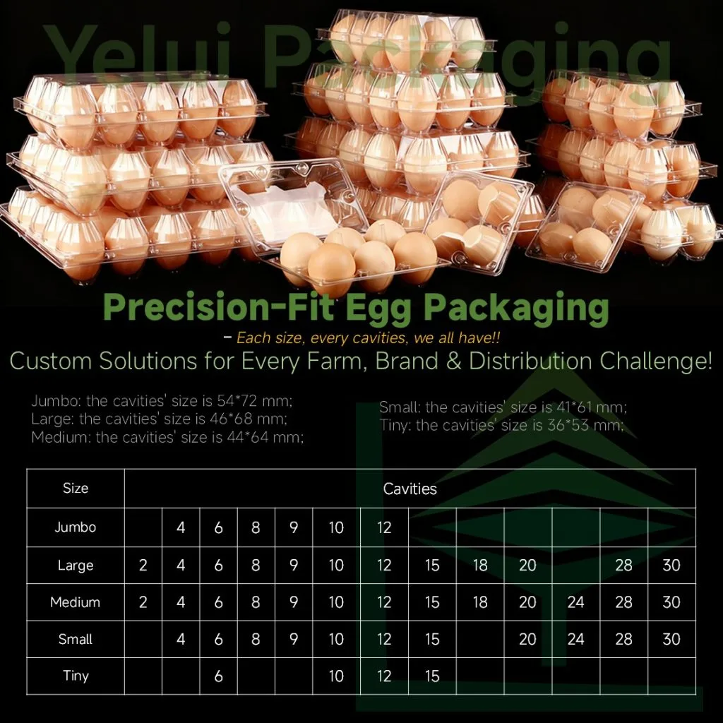 Chart of chicken egg tray cavity counts and cell dimensions for European weight grades